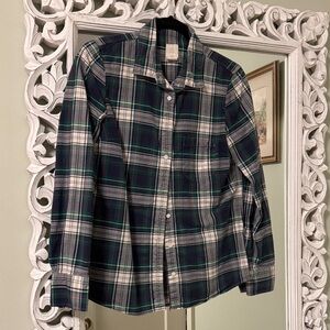 JCrew green/blue plaid Boy Shirt button down